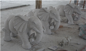Granite Elephant Sculptures Garden Carvings Landscaping Decoration