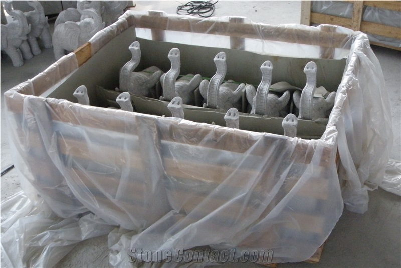 Granite Elephant Sculptures Garden Carvings Landscaping Decoration