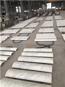 Natural Stone White Marble Column Covering Tiles / Tops