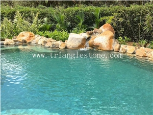 China Peacock Green Stone Tiles for Pool Paving