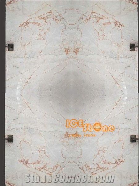 China Transpancy White with Red Onyx, Cheap Price, Bookmatched,