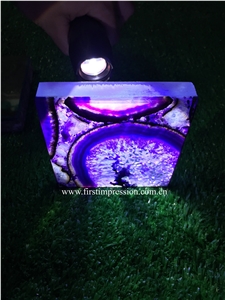 Backlit Semiprecious Stone/Lilac Agate Tile/Natural Gemstone Slab