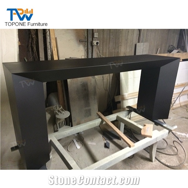 Black Artificial Marble Stone Modern Computer Office Desk Tops Design