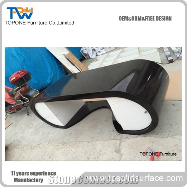 Black Artificial Marble Stone Modern Computer Office Desk Tops Design