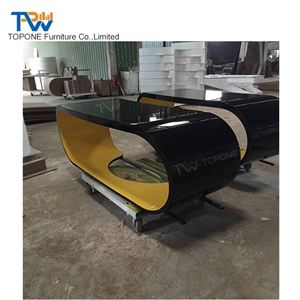 Black Artificial Marble Stone Modern Computer Office Desk Tops Design