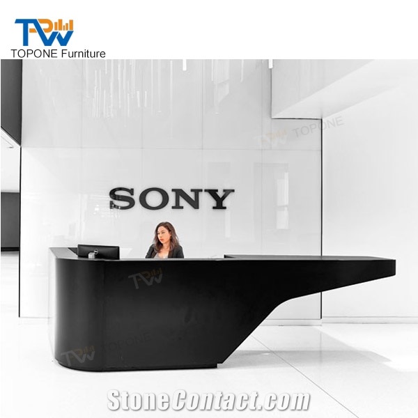 Modern Black Curved Acrylic Office Furniture Reception Counter Tops