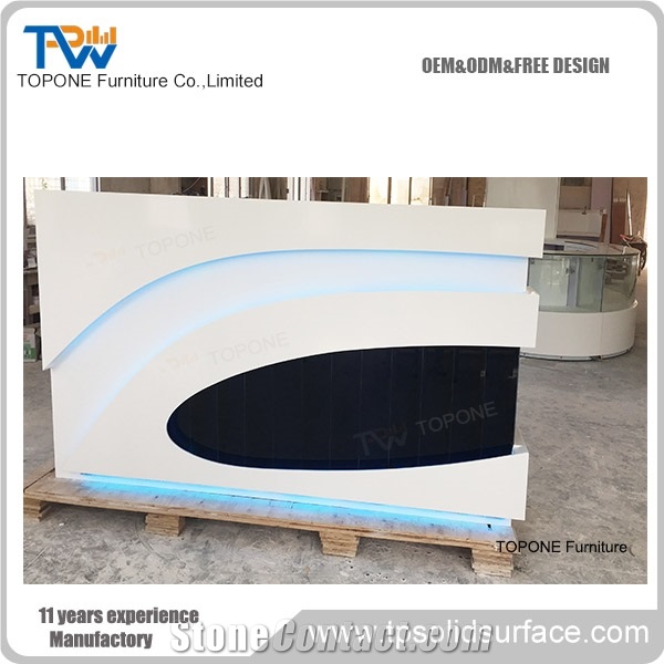 Modern Black Curved Acrylic Office Furniture Reception Counter Tops