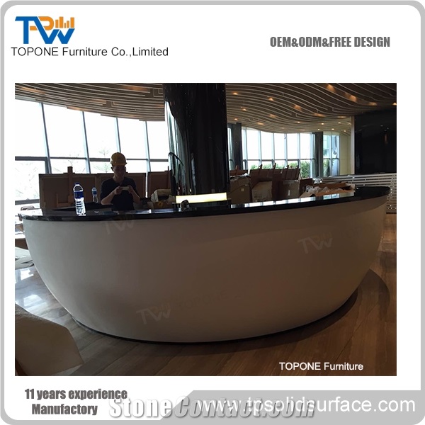 Modern Black Curved Acrylic Office Furniture Reception Counter Tops