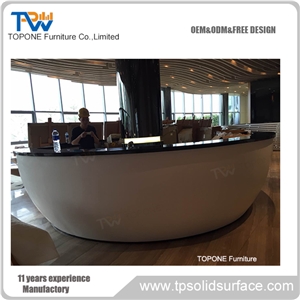 Modern Black Curved Acrylic Office Furniture Reception Counter Tops