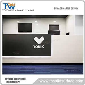 Modern Black Curved Acrylic Office Furniture Reception Counter Tops