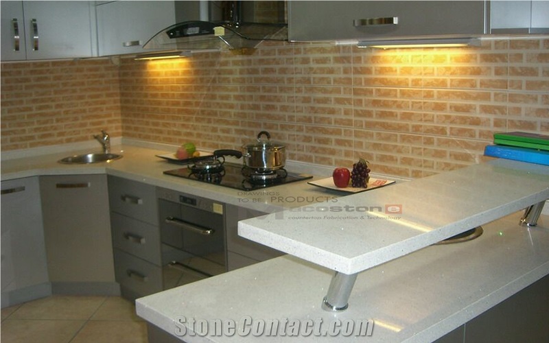Artificial Sparkling White Quartz Stone Slab
