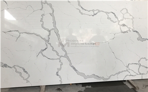 Engineered Calacatta Quartz Stone Slab with Natural Veins