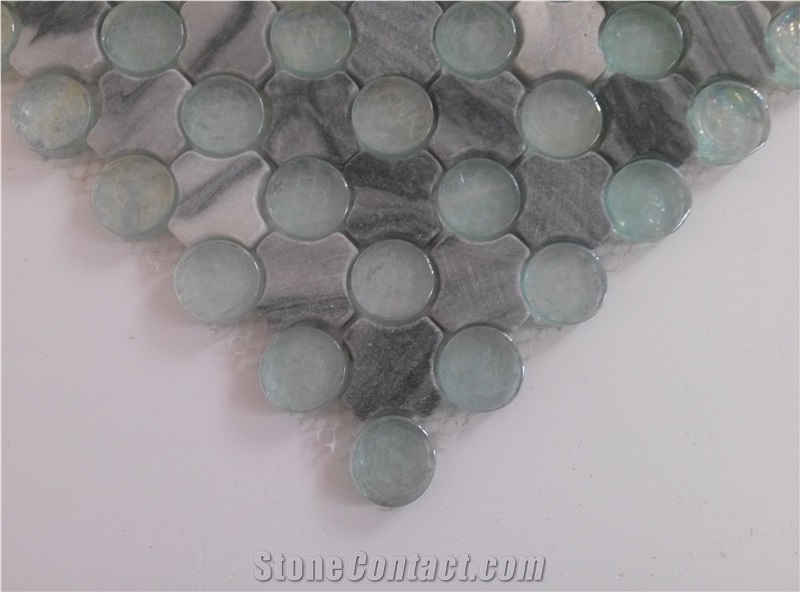 Oceanside Glass Mix Marble Mosaic Tile