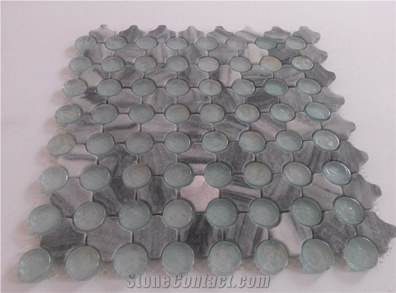 Oceanside Glass Mix Marble Mosaic Tile
