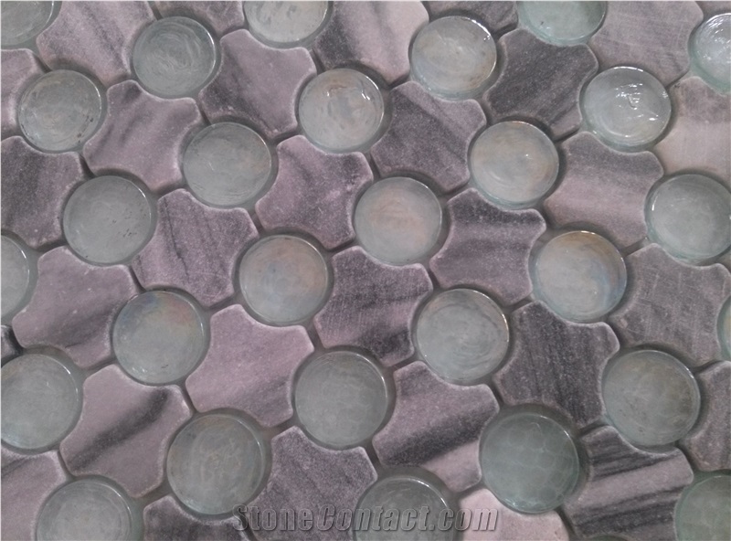 Oceanside Glass Mix Marble Mosaic Tile