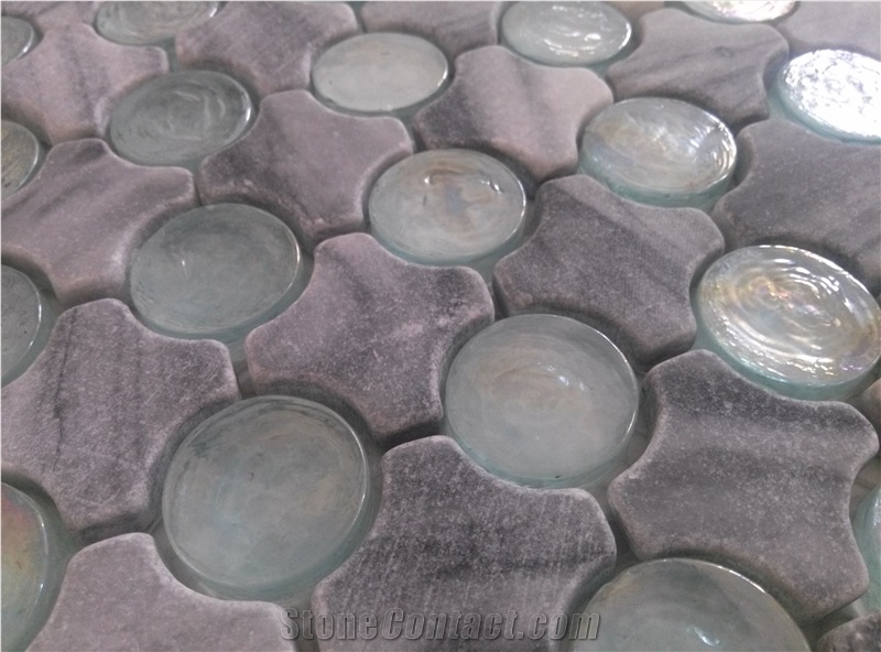 Oceanside Glass Mix Marble Mosaic Tile