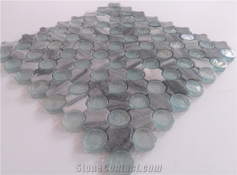 Oceanside Glass Mix Marble Mosaic Tile