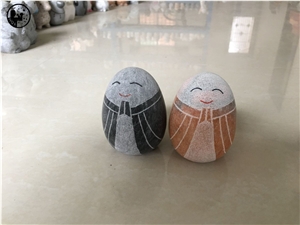 Absolute Beige Marble,Egg Type Jizo Sculpture,Hancraft Stone Artware,