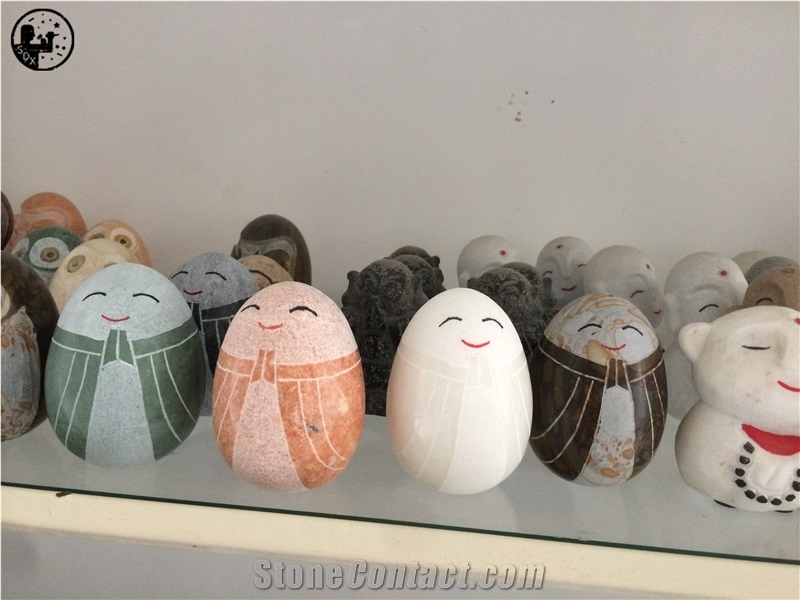 Absolute Beige Marble,Granite,Egg Human Jizo Style Statue,Carved Gifts