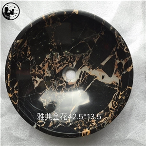 Black Gold Marble,Wash Basins,Kitchen Sinks Vessel Sink,Round Oval
