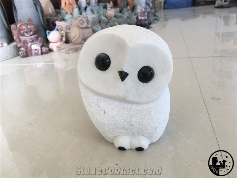 G682,G654,G623,G633,G623,Jet Black Marble,Alabaster,Owl Art Sculpture