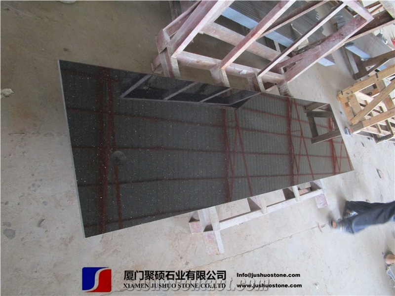 Super Jet Double Galaxy Black Granite Price,Half Slab Polished