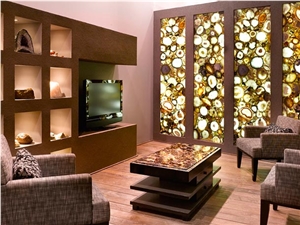 Green Semiprecious Stone Tile Panel for Bathroom Walling,Sinks Cover