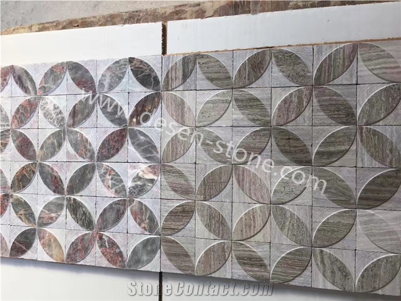 Azalea Red Marble Stone Kichen Floor/Wall Mosaic Design/Pattern Tiles