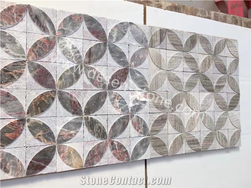Azalea Red Marble Stone Kichen Floor/Wall Mosaic Design/Pattern Tiles