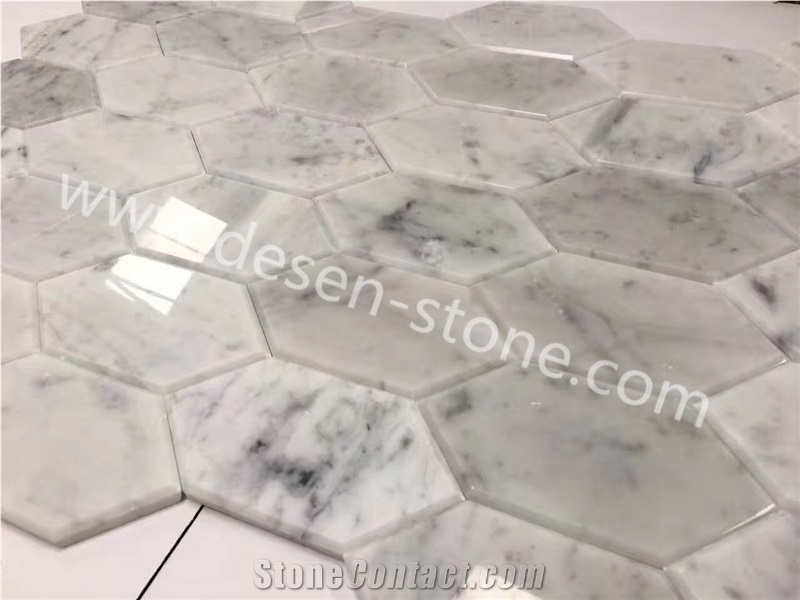Carrara White Marble Stone Kichen Floor/Wall Mosaic Design/Pattern