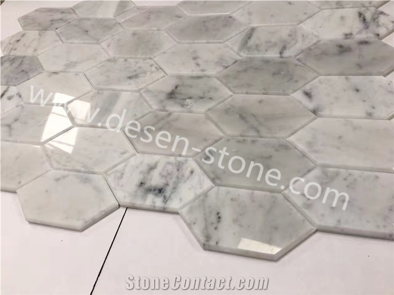 Carrara White Marble Stone Kichen Floor/Wall Mosaic Design/Pattern