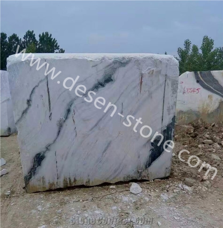 China Panda White/Landscape Pattern/White Dragon Marble Stone Blocks