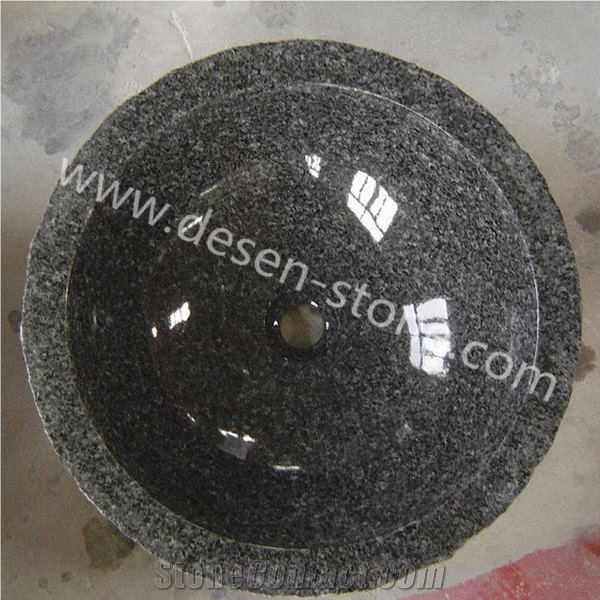 G654 Dark Grey Granite Stone Kitchen/Bathroom Round Sinks/Wash Basins