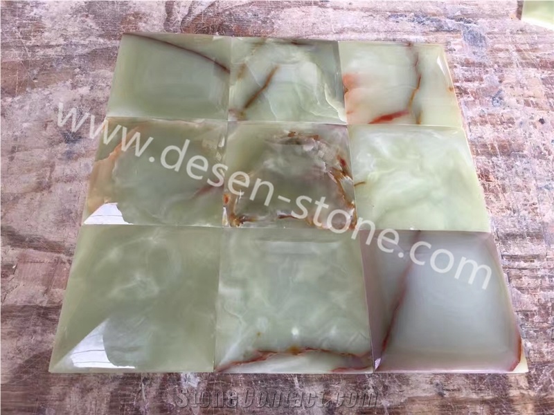 Green Onyx Stone Kitchen Floor/Wall Pebble Mosaic Pattern/Design Tiles