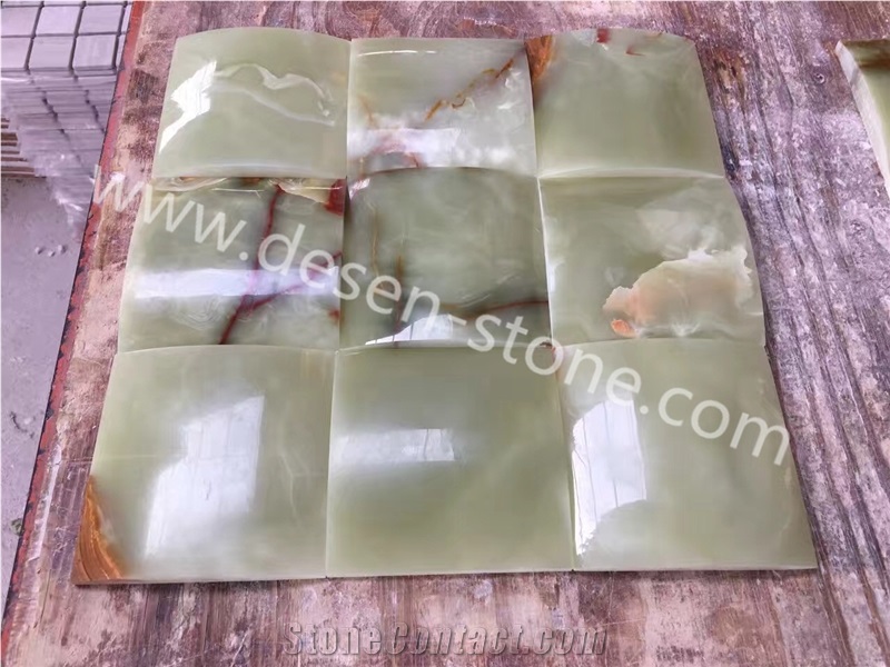 Green Onyx Stone Kitchen Floor/Wall Pebble Mosaic Pattern/Design Tiles