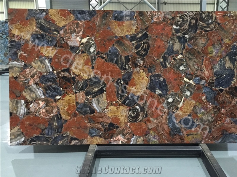Multicolor Petrified Wood Semiprecious Stone Slabs&Tiles Wall/Flooring