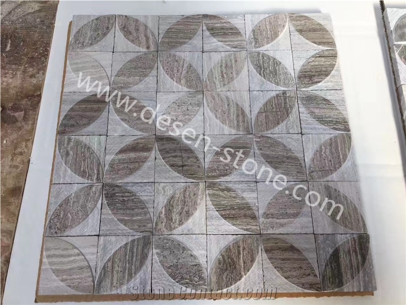 Wooden Grey Marble Stone Kichen Floor/Wall Mosaic Design/Pattern Tiles
