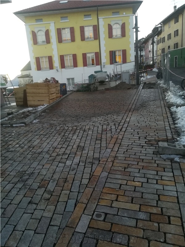 Binders/Paving Blocks, Porfido Sarentino Grigio Cobble Stones