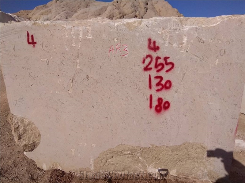 Fossil Beige Marble Block, Iran Beige Marble