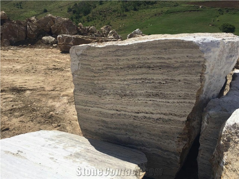 Titanium Travertine Block, Iran Grey Travertine