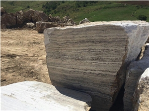 Titanium Travertine Block, Iran Grey Travertine