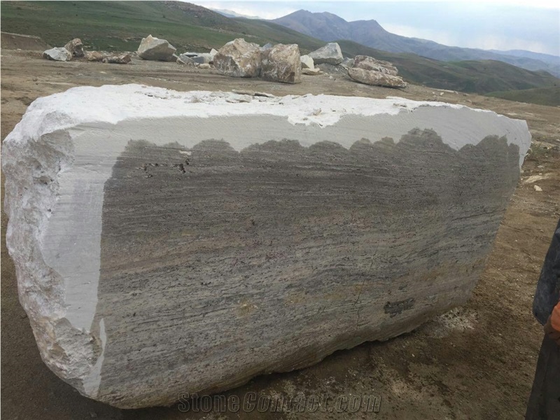 Titanium Travertine Block, Iran Grey Travertine