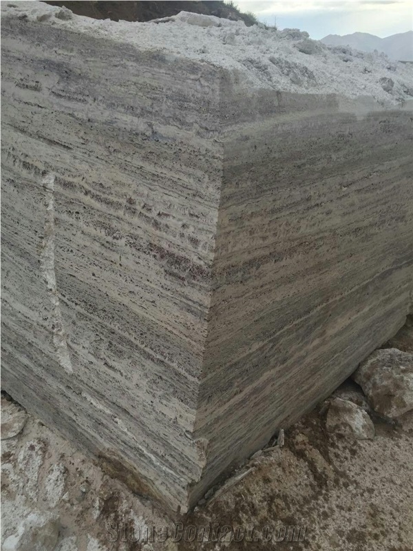 Titanium Travertine Block, Iran Grey Travertine