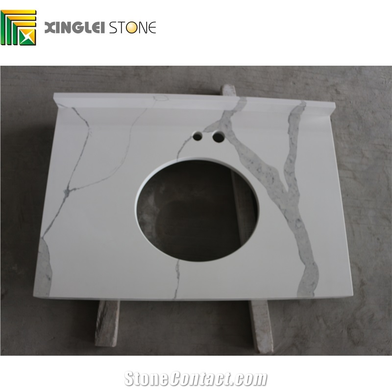 Calacatta Carrara White Quartz Desk Tops, Kitchen Countertops,Tabletops
