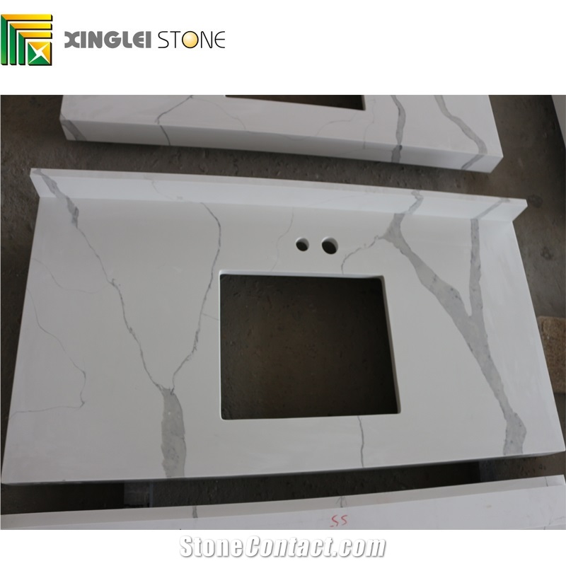 Calacatta White Quartz Bathroom Vanities/Bath Countertops/Tops