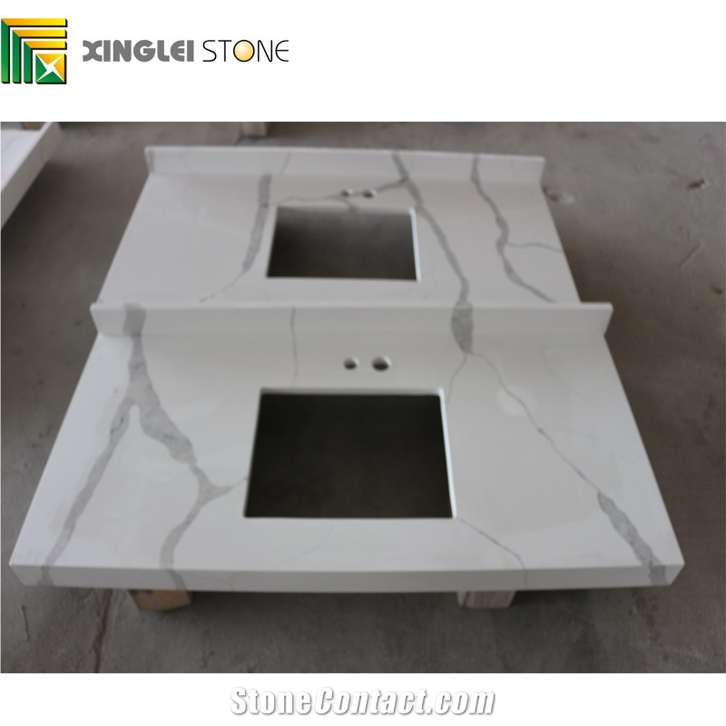 Calacatta White Quartz Bathroom Vanities/Bath Countertops/Tops