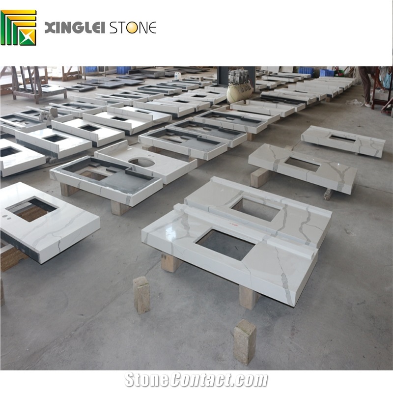 Calacatta White Quartz Bathroom Vanities/Bath Countertops/Tops