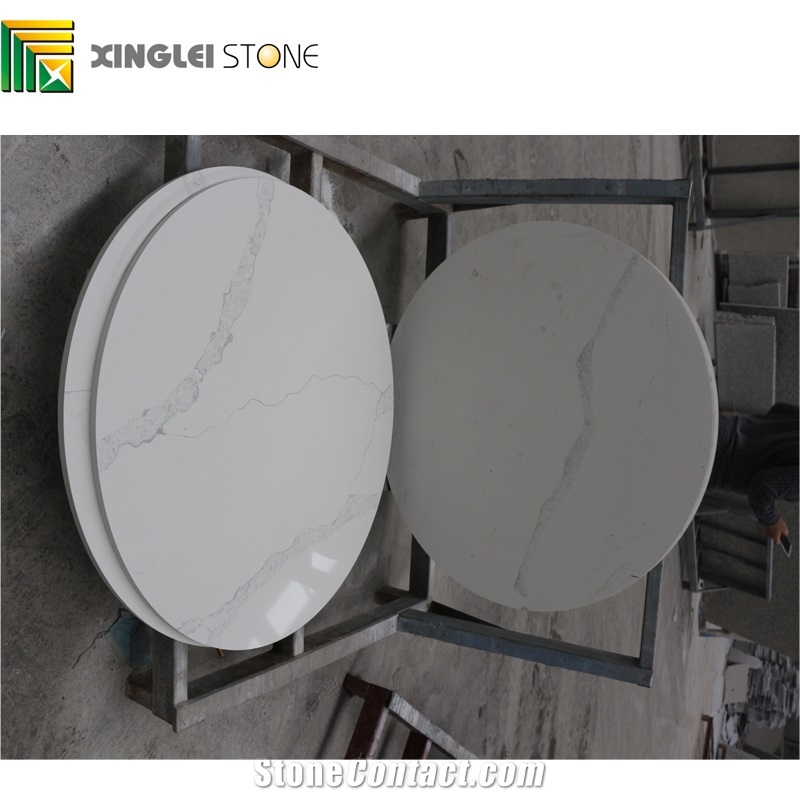 Calacatta White, White Artificial Quartz Table Top,Bianco Calacatta Marble Look