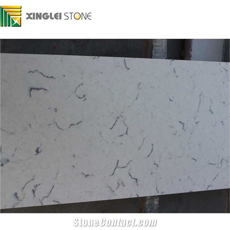 Cararra White Quartz Big Slabs,Artificial Marble Look Quartz