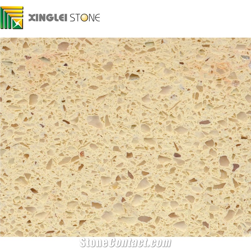 Crystal Particles Beige Quartz Kitchen Countertops,Island Tops,Worktop